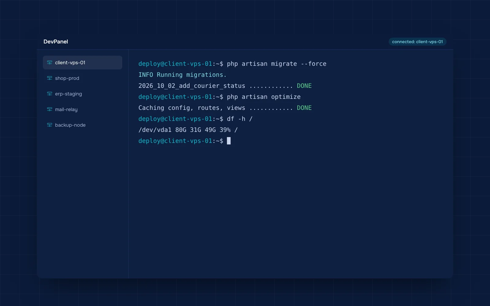 DevPanel Server Manager